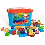 Mega Bloks Caja de 100 Bloques de construcción, Juguetes niños +2 años (Mattel GJD21)