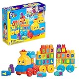 Mega Bloks Tren musical ABC, juguete de construcción para bebé +1 año (Mattel FWK22)