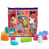 Mega BLOKS Juego de construcción Big Building Bag con 60 Bloques de construcción Grandes y Coloridos y 1 Bolsa de Almacenamiento, para niños de 1 año en adelante, Modelo Surtido, DCH54