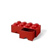 Room Copenhagen-40061730 Caja de Almacenaje Apilable, Ladrillo 8 pomos, 2 Cajones, 9.4 l, color rojo (red), 50 x 25 x 18 cm (Lego 40061730)
