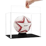 Tingacraft Acrílico Vitrina Cristal (34,5 x 24,5 x 26 cm) para Balon de Futbol, Caja Metacrilato Expositor para Figura Colecciones