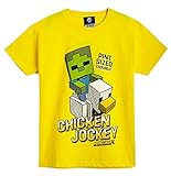 Minecraft Camiseta Niño, Ropa Niño Algodón 100%, Camisetas de Manga Corta con Diseño Chicken Jockey, Merchandising Oficial, Regalos para Niños y Adolescentes (9-10 años)