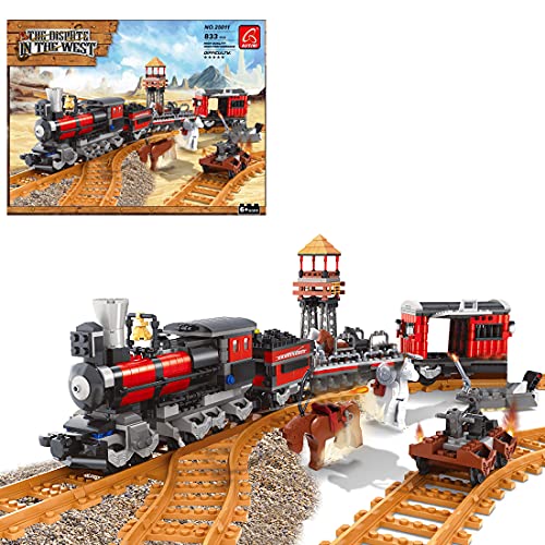 BLUEBLUE Bloque de construcción de tren de la ciudad, 833 unids carril tren bloques de construcción DIY tren ladrillos juguetes Kompatibel con Lego