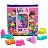 Mega Bloks Juego de construcciones 80 Piezas con Bolsa ecológica Rosa, Juguete bebé +1 año (Mattel DCH62)