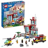 LEGO 60320 City Parque de Bomberos de Juguete con Helicóptero y Camión para Construir, Mini Figuras, Perrito y Gatito, Reyes Magos