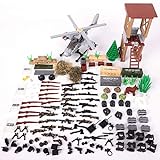 TRCS Juego de 175 armas militares con helicóptero para minicaballeros, figuras de soldados, policía SWAT, WW2, escena militar de batalla, compatible con Lego