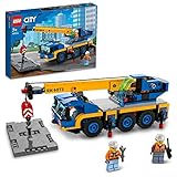 LEGO 60324 City Grúa Móvil de Juguete con 2 Mini Figuras de Trabajadores, Vehículo de 6 Ruedas, para Niños