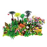MCHE Juego de construcción de paisaje botánico tropical de bosque tropical, 495 piezas, kit de construcción DIY para árboles y plantas con placa base, compatible con Lego