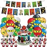44 unidades de cumpleaños suministros decoraciones, pancartas de cumpleaños felices, globos, adornos para tartas de anime para niños decoración de cumpleaños infantil