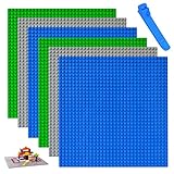 Furado Base para Lego Classic, 6 Bases Clásicas para Construir, Juego de Placa Base de 25 x 25 cm, Cuadrado Clásico (2 Verdes, 2 Azules, 2 Grises)